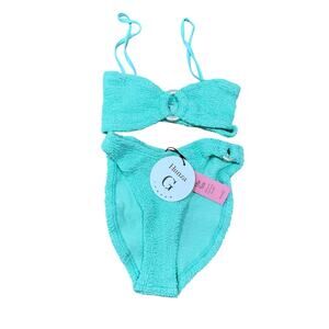HUNZA G Misty Pearly Hoop One Size OS Two Piece Bikini Misty Mint Green